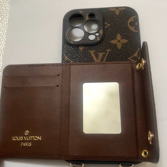 🛍RESTOCKING iPhone 13 Pro Max Luxury Brown Designer Phone Case Crossbody - Picture 4 of 10